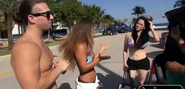  Sexy women in bikini exposed nice boobs for some money
